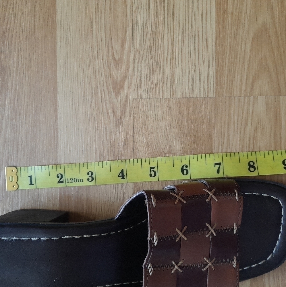 Passofino Leather Sandals patchwork style Slip on heels womens Size 7 - Picture 10 of 12